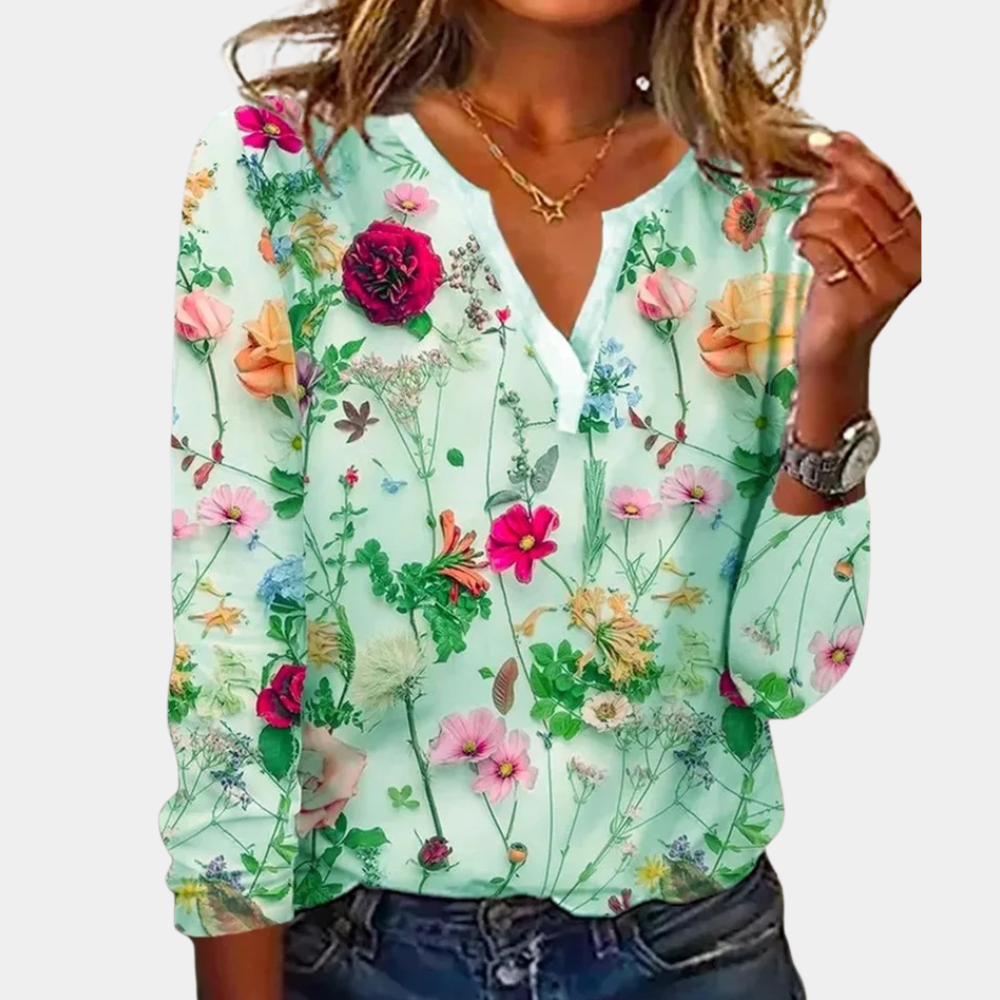 Dam Vit Blus | Lätt, Blommönster | Sofia 2