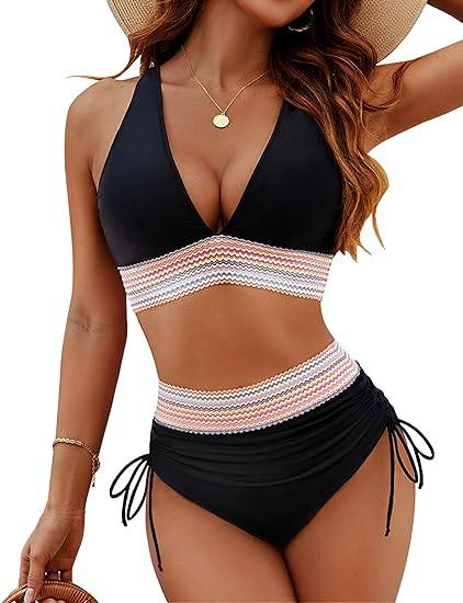 Dam High-Waisted Bikini | Färgblock, Push-Up Kupor | Sofia