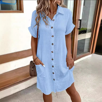 Dam Sommar Skjortklänning | Lättviktig, Elegant | Johanna