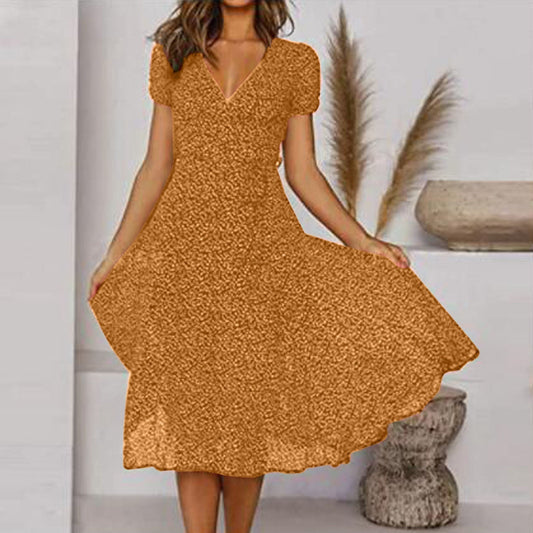 Dam Sommarklänning | Blommönster, V-hals | Monica