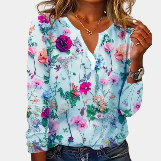 Dam Vit Blus | Lätt, Blommönster | Sofia 1