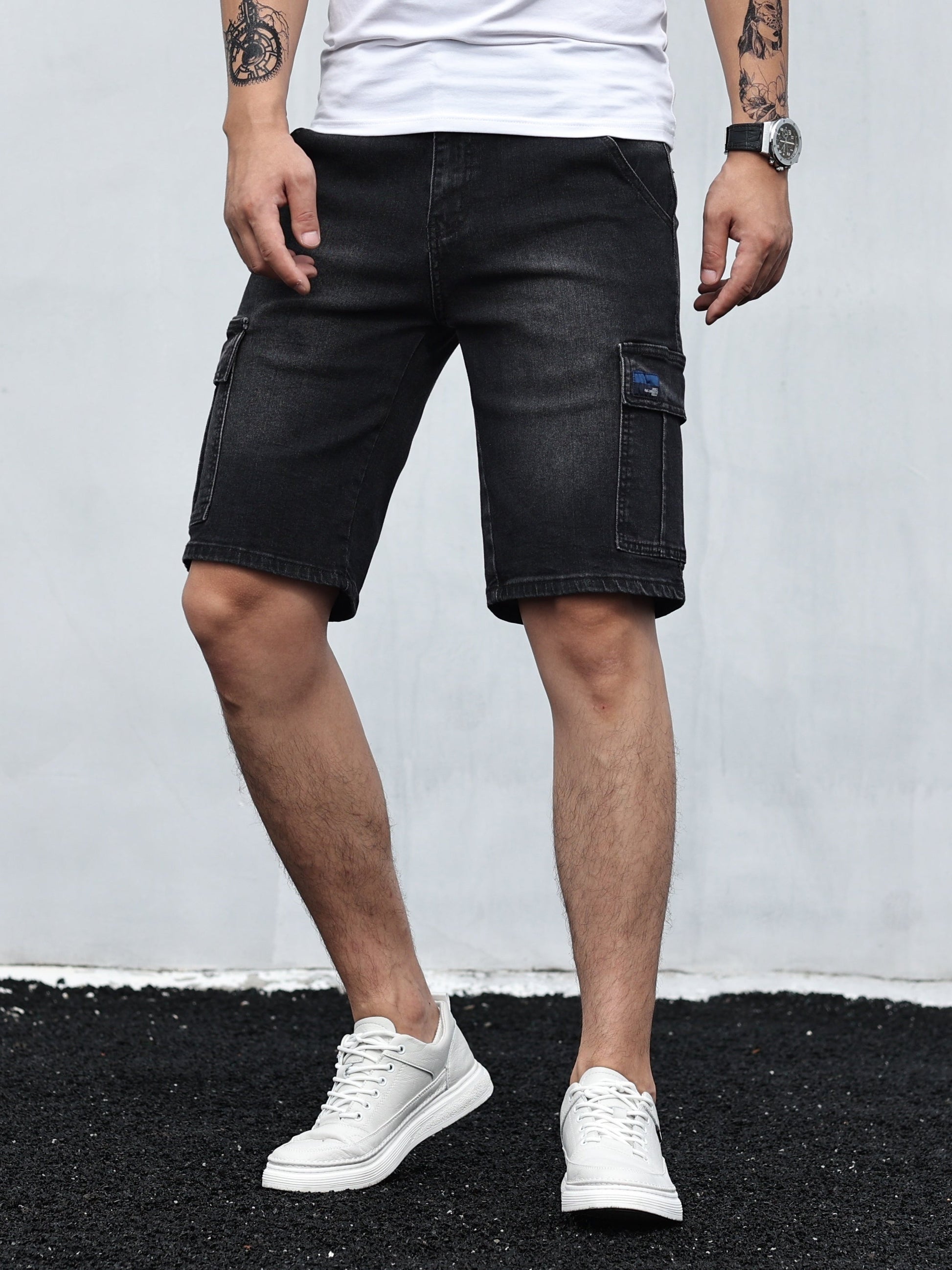 Herr Cargo Shorts | Bekväm, Andningsbar Denim | Leo 1