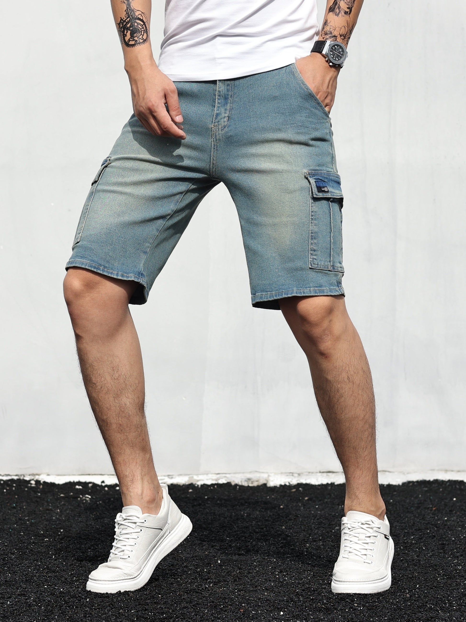 Herr Cargo Shorts | Bekväm, Andningsbar Denim | Leo 2