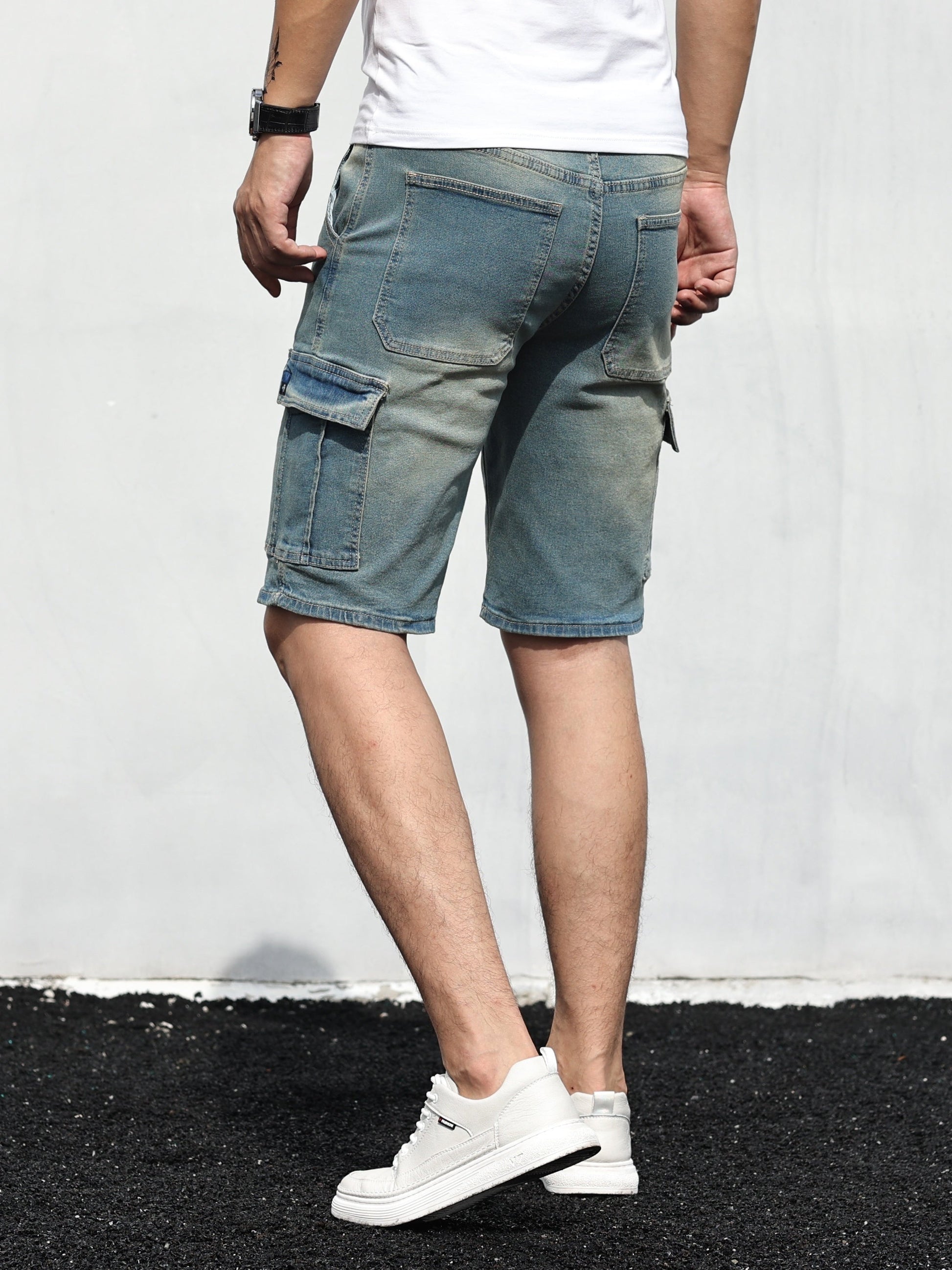 Herr Cargo Shorts | Bekväm, Andningsbar Denim | Leo 5