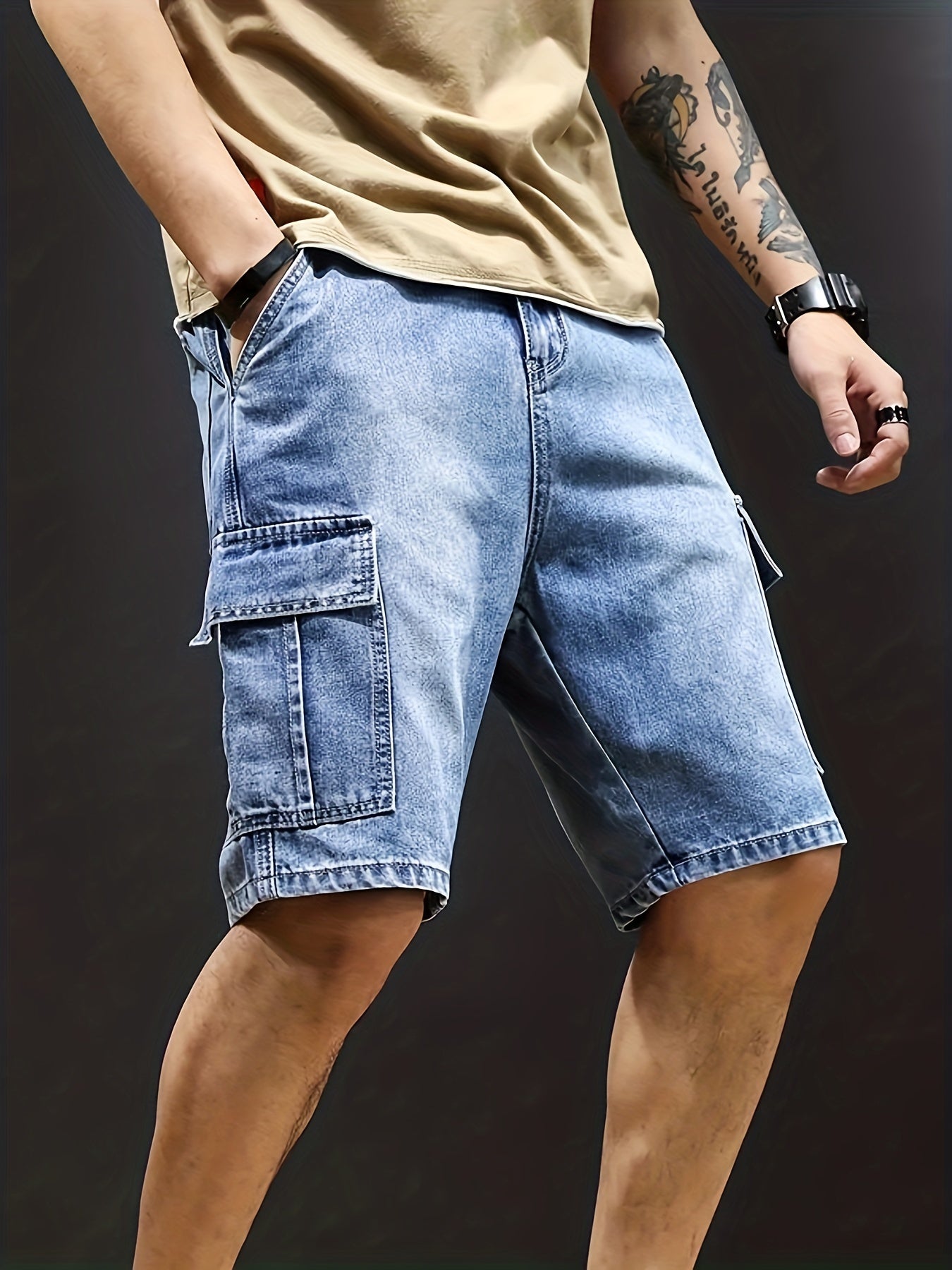 Herr Cargo Shorts | Bekväm, Andningsbar Denim | Leo 7