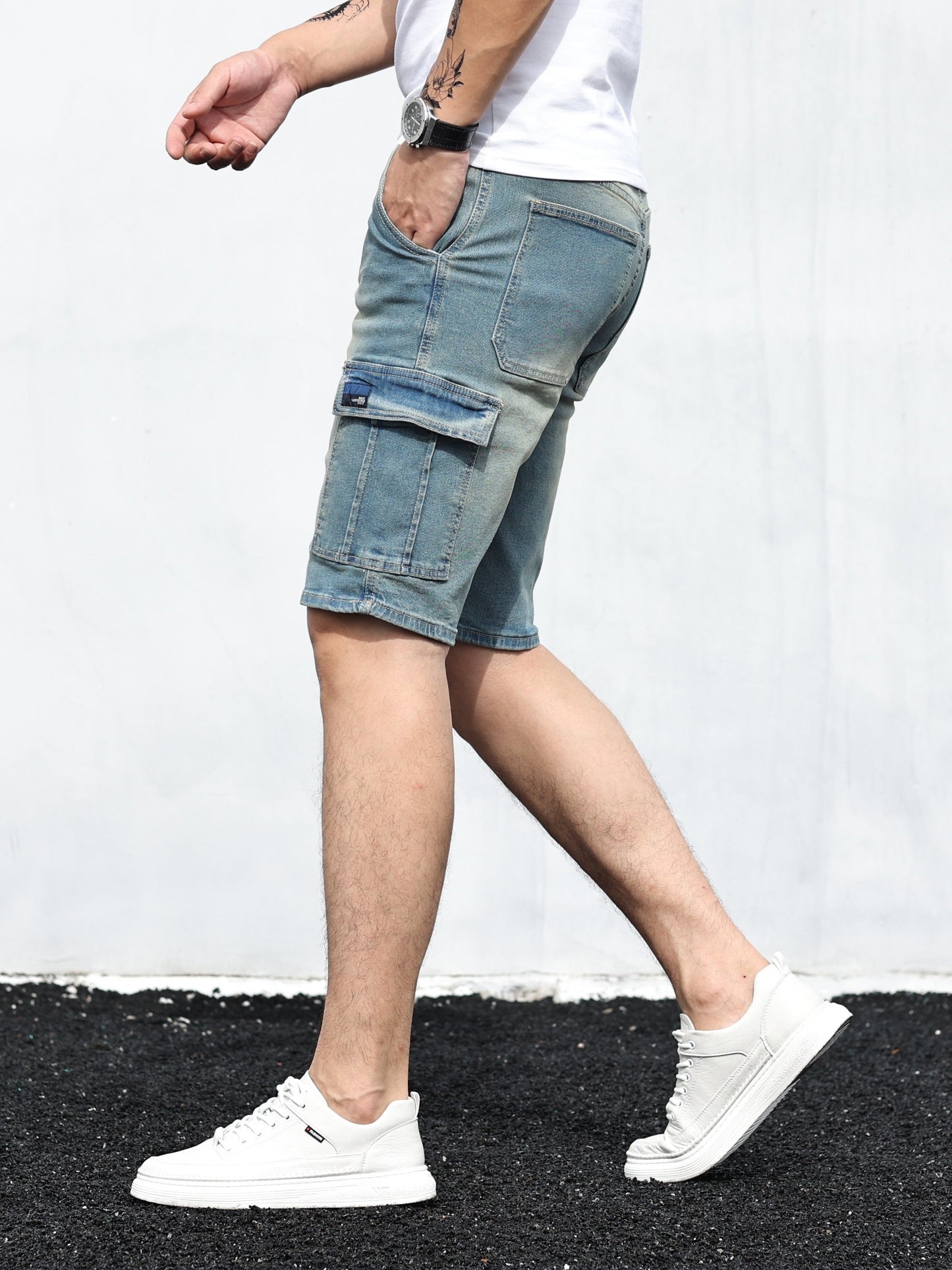 Herr Cargo Shorts | Bekväm, Andningsbar Denim | Leo 8