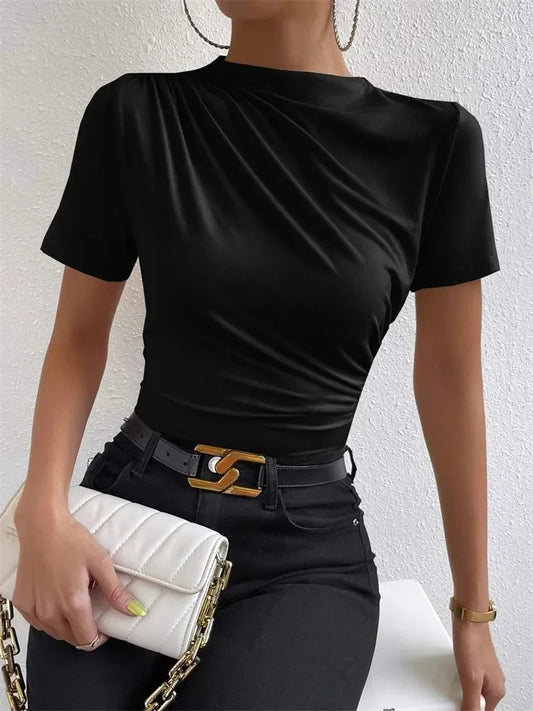 Kvinna T-shirt | Slim Fit, Rynkad Design | Mira 1